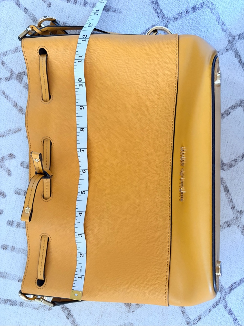 Michael Kors Trista Bucket Bag Mustard Yellow Saffiano Shoulder Bag - Picture 12 of 12